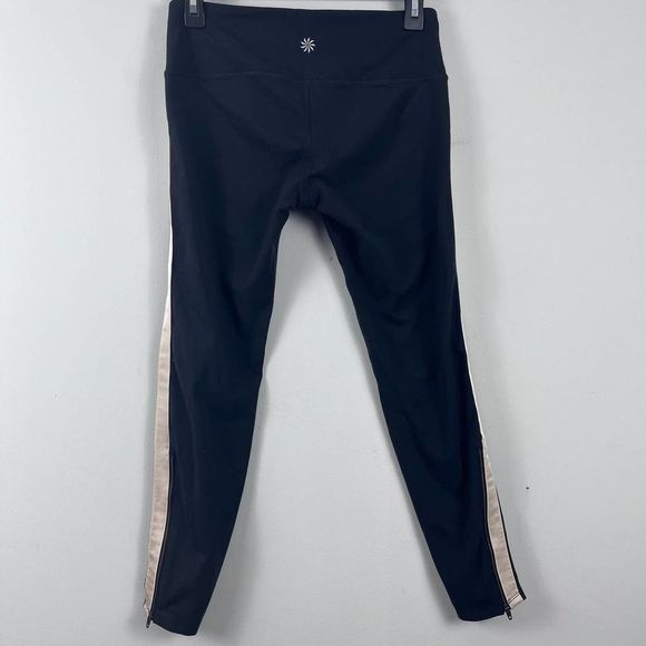 Athleta Metro Tux Stripe Black Chaturanga Ankle Zip Side Stripe cropped Leggings - Picture 14 of 16